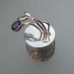 Little silver box with amethyst flower