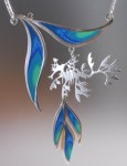 Leafy Seadragon Pendant. sterling silver, copper, coloured pencil