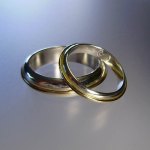 Two tone wedding ring set